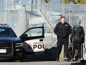 Vancouver Police on the scene of an overnight homicide somewhere between second and third beaches at Stanley Park in Vancouver, February 2, 2017.