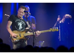 Sting performs at the Commodore Ballroom in downtown Vancouver, B.C., on Wednesday, Feb. 1 2017.