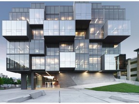 The UBC Faculty of Pharmaceutical Sciences building is highlighted by the Illuminating Engineering Society of B.C. (IESBC). — Marc Cramer/Ema Peter