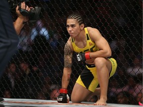 Jessica Andrade prepares for a round facing Joanne Calderwood during the UFC 203 event at Quicken Loans Arena on Sept. 10, 2016, in Cleveland, Ohio.
