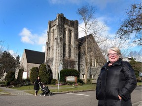 The Rev. Debra Bowman in front of Dunbar Ryerson United Church in Vancouver on Feb. 22. The church and its developer have applied for zoning approval to build an eight-storey condo tower and a five-storey building that can house community groups.
