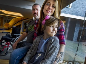 Six-year-old cancer patient Summer Singleton with her mother Jenn and father Gary at Ronald McDonald House in Vancouver on Friday. The Williams Lake family is dealing with a second cancer diagnosis for one of their children in 10 years. ‘I already got my miracle with Braidon surviving this. Am I going to get two miracles?’ says Jenn Singleton.