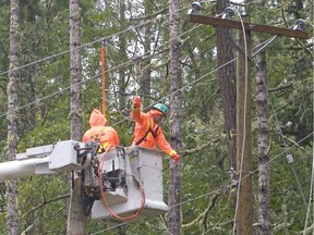 B.C. Hydro crews were working to restore power across Vancouver Island and neighbouring smaller islands.