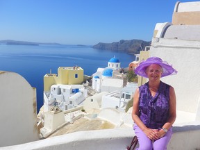Marny Peirson in Santorini Greece.