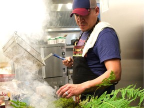 Rich Francis prepping halibut.