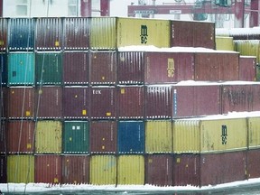 Freight containers are shown at the Port of Montreal, Wednesday, January 4, 2017. The country kicked off 2017 with a third-straight monthly trade surplus due in large part to stronger sales in motor vehicles and from the agri-food sector, Statistics Canada said Tuesday.THE CANADIAN PRESS/Graham Hughes