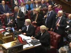 In this frame grab taken from video, the result of a vote on the Brexit Bill in the House of Lords, London, in the House of Commons, London, Monday, March 13, 2017. Britain&#039;s House of Commons has rejected an attempt to make the government promise ‚Äî before European Union exit talks start ‚Äî that it will guarantee the right to remain of EU citizens living in the U.K. By a vote of 335 to 287, lawmakers overturned an amendment to the government&#039;s Brexit bill inserted by the unelected House of Lor