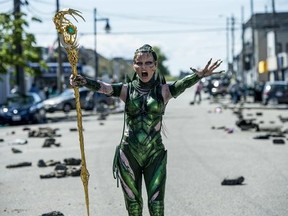 In this image released by Lionsgate, Elizabeth Banks appears in a scene from, &ampquot;Power Rangers.&ampquot; (Kimberly French/Lionsgate via AP)