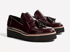 Burgundy penny loafers, $49.90 at Zara, zara.com.