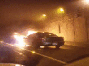 Car fire in the Massey Tunnel.
