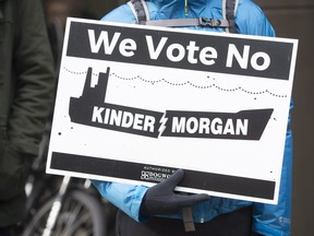 First Nations and anti-pipeline groups rally outside the TD bank in downtown Vancouver, Friday, March 10, 2017. The gathering was to protest the Kinder Morgan Trans Mountain and Dakota Access pipelines.