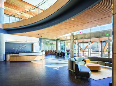 Interior Beauty Design Wood is used in the new main entrance of the Mulgrave Senior School Addition – a grand, double-height space constructed of exposed engineered timber components of glue-laminated columns, beams and cross-laminated decking. The warmth of the wood creates a welcoming “lantern” for students, faculty, staff and visitors.