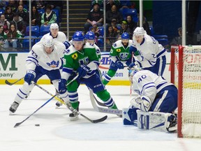 Jake Virtanen has learned to stick-handled his professional responsibilities with the Utica Comets after a splashy debut with the Vancouver Canucks last season failed to prove sustainable.