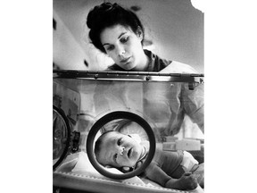 In July 1980, The Province covered the story of a newborn discovered outside the Lions Gate Hospital in North Vancouver. Nurses at the hospital gave the name Kenneth Allan to the baby, who is pictured here in an incubator. Janet Keall, who has recently discovered three siblings who, like her, were abandoned at birth by their mother, believes Kenneth Allan could be a fourth.