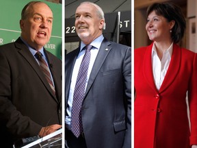 British Columbians prepare for the 41st provincial election. The three main party leaders: Andrew Weaver (Green), John Horgan (NDP) and Christy Clark (Liberal).