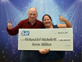 Richard Bourgeois and Michelle Wishard won $7 million in Saturday's Lotto 6/49.