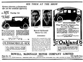 March 23, 1924. Ad for Bowell, McDonald Motor Company in the Vancouver Sun.