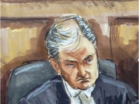 Courtroom drawing by Felicity Don shows Judge Lance Bernard in 2006.