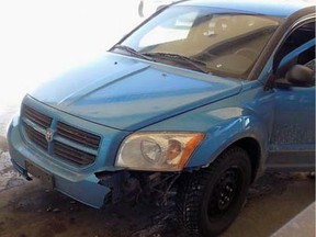 RCMP investigators have released this image of a blue Dodge Caliber, the vehicle they believe was used by the person who opened fire on several transport trucks Friday night along Highway 97 in the Interior.