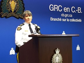 Newly appointed commanding officer for the B.C. RCMP Brenda Butterworth-Carr addresses media. Butterworth-Carr is the first aboriginal woman to hold the job.