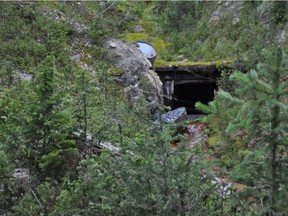 TROUT LAKE, BRITISH COLUMBIA, September 2016 -- Opening of an old mine from the 1930s on land Darrel Davis owns, near where he found a big sample of gold last fall. (Submitted photo – Darrel Davis)
