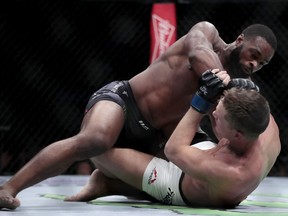 Tyron Woodley, top, fights Stephen Thompson for the welterweight title at UFC 205 in November. The rematch goes Saturday at UFC 209 in Las Vegas.