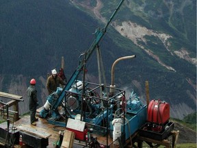 Drilling rig on a B.C. mineral exploration site.