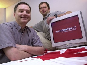 John Demco (left), shown with Stephen Smith, helped put the .ca domain on the map.