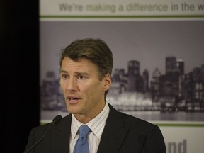 Vancouver Mayor Gregor Robertson gives a speech at the Urban Land Institute B.C. meeting on Wednesday.
