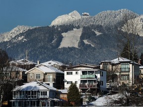 Grouse Mountain and the North Shore Mountains are seen from Vancouver during sub-zero weather in December last year.