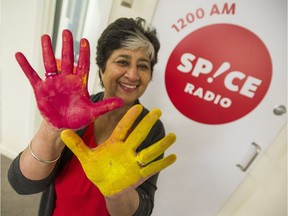 Shushma Datt takes part in a anti-racism campaign in 2015 at her Spice Radio.