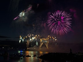 The fireworks display from Team USA Disney at the Honda Celebration of Light at English Bay in Vancouver in July 2016.