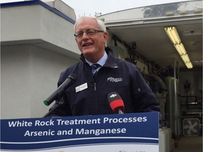 White Rock Mayor Wayne Baldwin announces that the city has received federal and provincial funding to treat the city's water for arsenic and manganese.