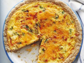 Bacon cheddar quiche from Michael Smith cookbook.