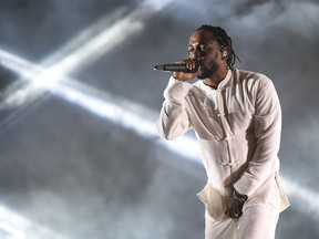 Kendrick Lamar performs at the Coachella Valley Music And Arts Festival on April 23, 2017 in Indio, California. The rapper will play Rogers Arena in Vancouver on Aug. 2.