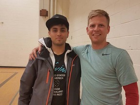 April 18, 2017 - Matthew Johnston (right) and  Faraz Siddiqui, a Vancouver man who credits the Sun Run with turning his life around 13 years ago, and is now doing the same for other kids. Johnston helped Siddiqui train for the Sun Run in 2004, when he was 12 years old. Siddiqui credits the Sun Run with helping to keep him away from ìthe bad influencesî of east Vancouver.  [PNG Merlin Archive]
