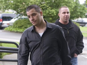 Jamie Bacon's brother Jonathan (left) was captured on video at Mission Memorial Hospital on Dec. 31, 2008 after Dennis Karbovanec was treated there for gunshot wounds. The video was shown at Jamie Bacon's trial Feb. 27. Matt Johnston, right, was present when Karbovanec was shot, the trial has heard.