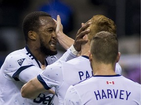 Kendal Waston and Tim Parker celebrate, yes celebrate, their win over the Sounders last week.