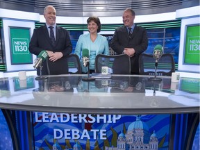 NDP Leader John Horgan, Liberal Leader Christy Clark and Green Leader Andrew Weaver square off in a radio debate in Vancouver.