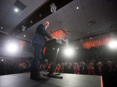 NDP Leader John Horgan addresses supporters during an election campaign kickoff rally in Surrey, B.C., on Sunday April 9, 2017. A provincial election will be held on May 9.