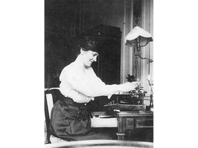 Beatrice Nasmyth shown writing. Handout photo.  [PNG Merlin Archive]