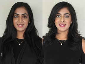 Reena Rai is a realtor who was ready for a style update. This is before (left) and after her makeover by Nadia Albano.