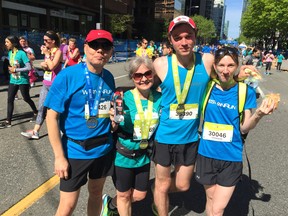 Members of West Van Run Club hung around the BMO Vancouver Marathon finish line in 2017 to congratulate teammates and friends last year!