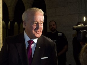 Former prime minister Brian Mulroney leaves a Liberal cabinet meeting in Ottawa on Thursday, April 6, 2017.