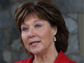 The B.C. election campaign begins as Premier Christy Clark speaks to media following a meeting at Government House with Lt.-Gov., Judith Guichon, in Victoria, B.C., on Tuesday, April 11, 2017.