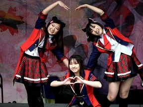 3 members of VAN 48 perform at Sakura Days Japan Fair (from left to right): Sora (Shirley), Sayoko (Alice), Hina (Melina)