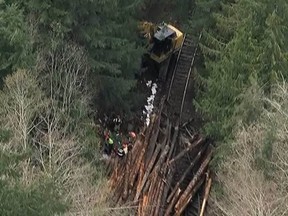 An RCMP investigation into a train derailment that killed three people on northern Vancouver Island has concluded.