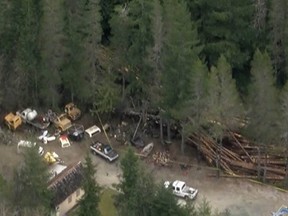 Several people injured in logging-train derailment north of Campbell River.