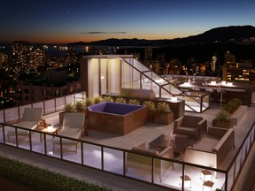 An artist's rendering of athepenthouse roof deck atEleven West, a project from Nadeau Developments on Maple Street in Vancouver. (Submitted by Don Bull Creative)