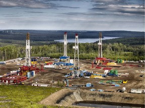 FILE PHOTO Pictures of rigs on a drilling pad from Montney operations, 100 kilometres south of Grande Prairie, Alberta.